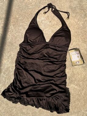 NWT Y2K Juicy Couture Beach Royalty Brown Ruffle One Piece Bathing Suit Size P